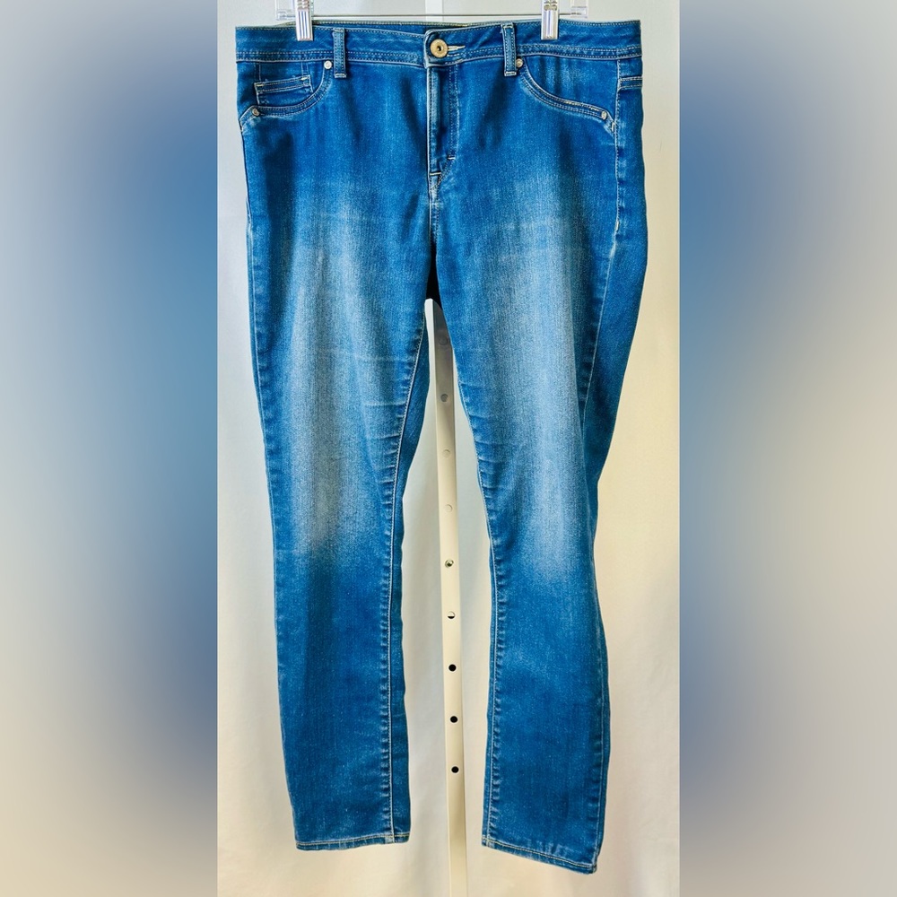 Jordache Medium‎ Wash Faux Front Pocket Stretch Skinny Denim Leggings Sz 12